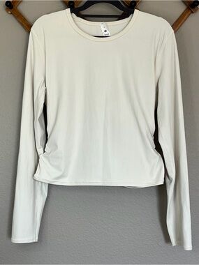 lululemon athletica Cream Ribbed Back-Twist Long-Sleeve Top